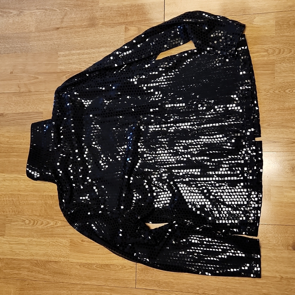 Exclusively Misook black disco ball zip up jacket sz medium - Picture 4 of 4